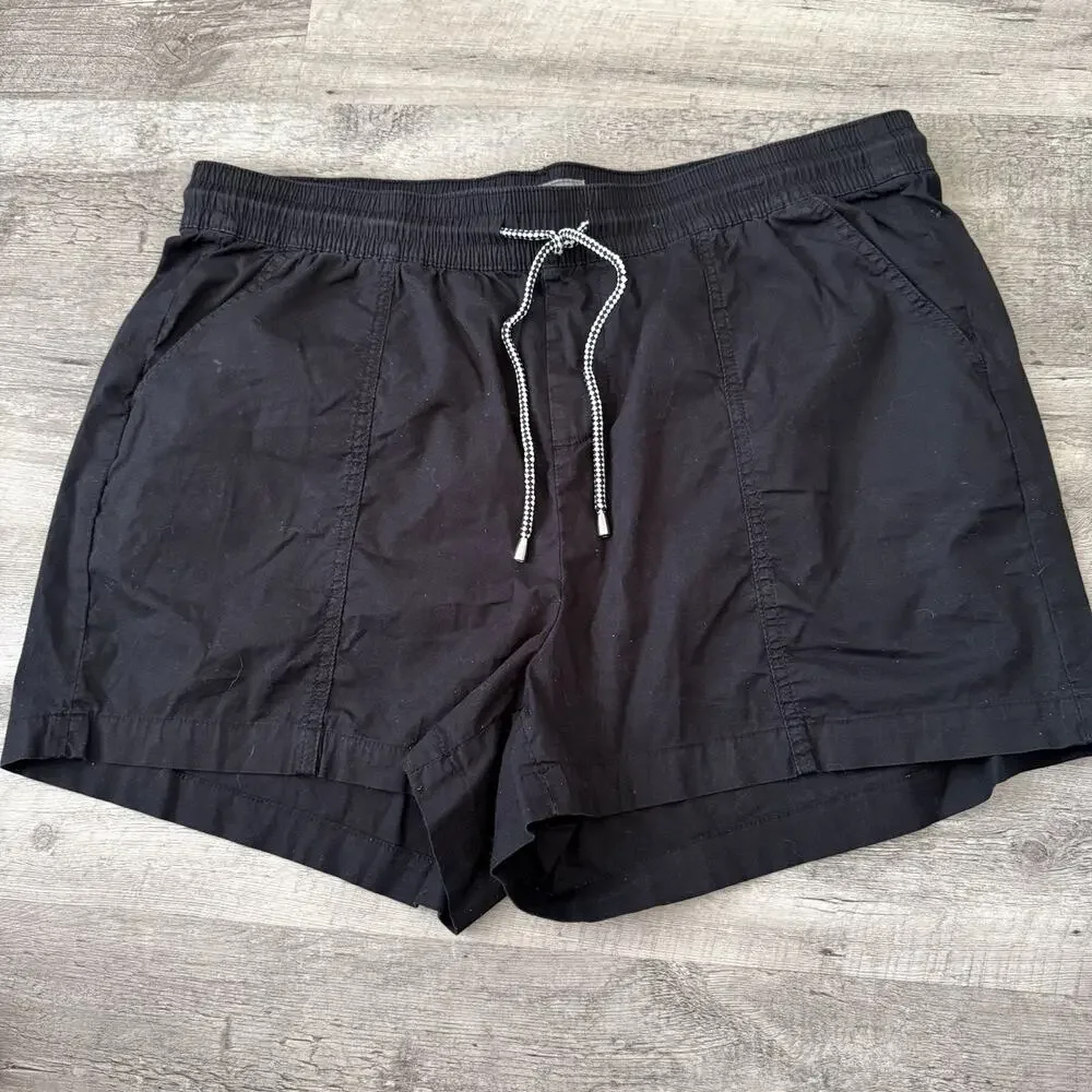 Torrid Poplin Yacht Shorts Womens 2 Black High Rise Pull-On Drawstring Elastic
